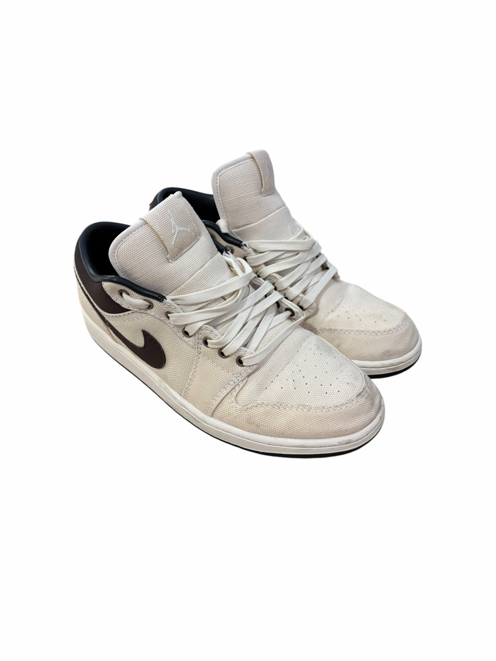 Nike Air Jordan 1 Low Premium Pale Ivory Baroque Brown Sneakers Mens 12 Canvas
